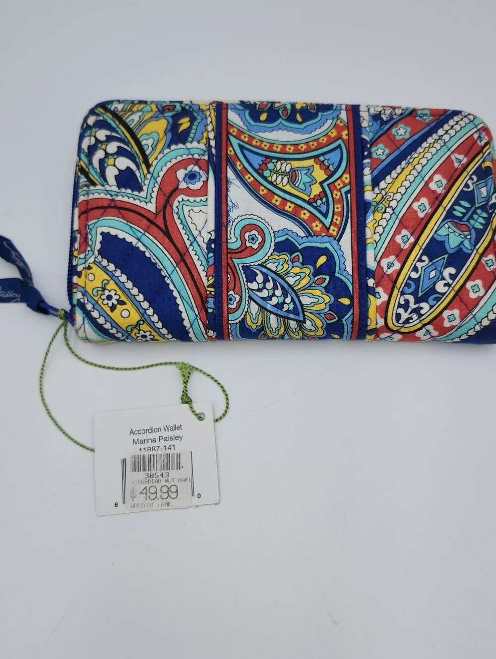 New With Tags Vera Bradley Accordion Wallet Marina Paisley Zip - Picture 8 of 8